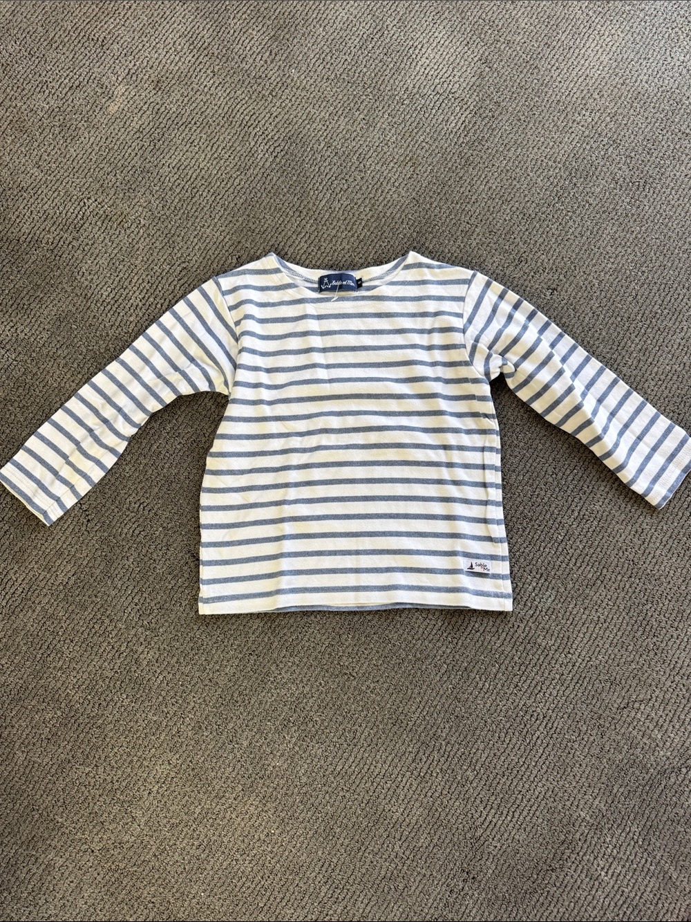 Kids Long Sleeve Stripe Tee in Cream & Blue - Classic Nautical Style